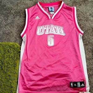 pink and white utah jazz jersey